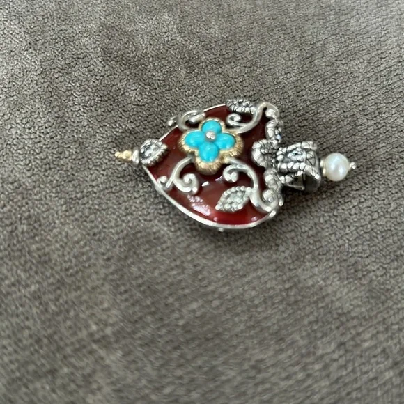 Barbara Bixby Heart Enhancer Carnelian Turquoise and Pearl - Picture 4 of 9